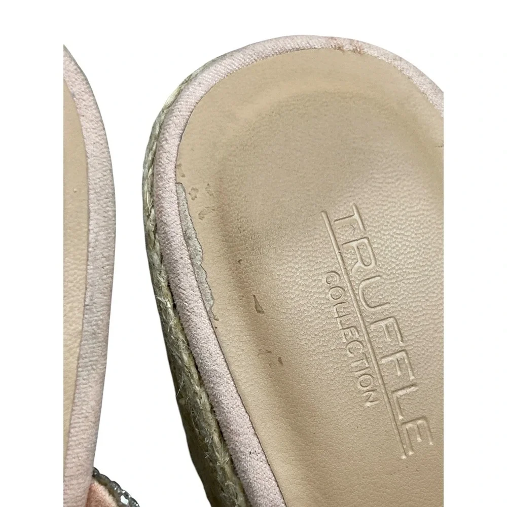 Truffle Collection Women Pink Rhinestone‎ Espadrille Wedge Sandals Size 9